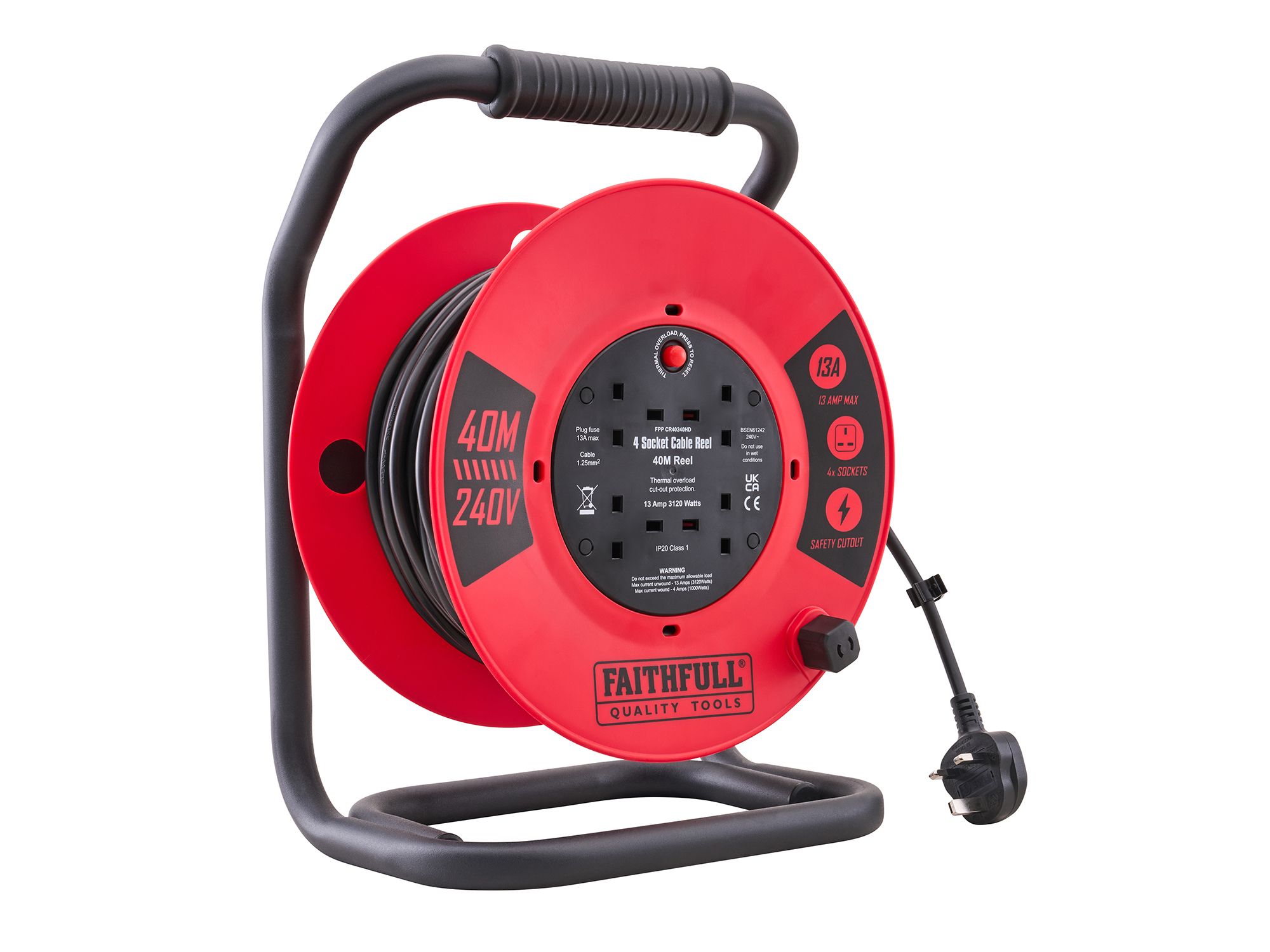 XMS Faithfull 40m Heavy Duty Cable Reel XMS26CR40M