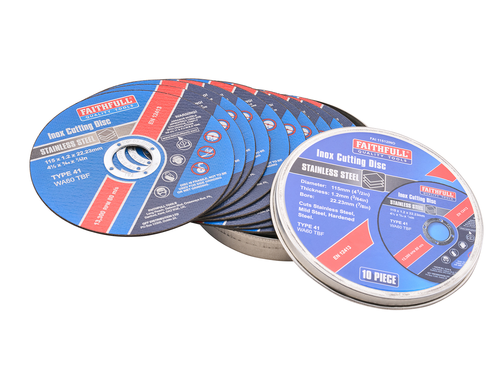 XMS Faithfull 115mm (4.5in) Inox Metal Cutting Discs (10 Pack) XMS26CUTOFF