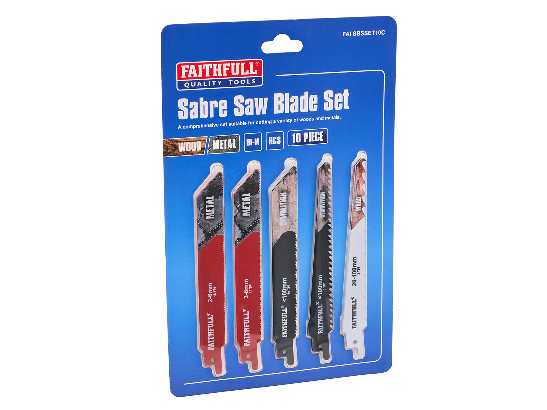 XMS Faithfull 10 Piece Sabre Saw Blade Set XMS26SABRE